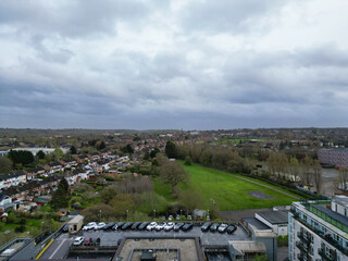 high Angle View of Buildings at Central Borehamwood London City of England United Kingdom. April...