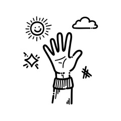hand-up doodle decorated with other design elements