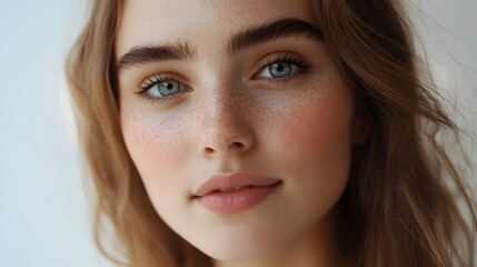 Obraz premium Beautiful young woman look at camera. 