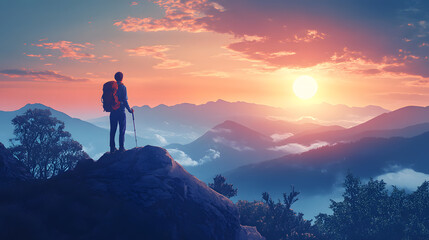 Fototapeta premium Person hiking in nature