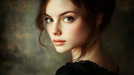 Fototapeta premium Beautiful young woman look at camera. 