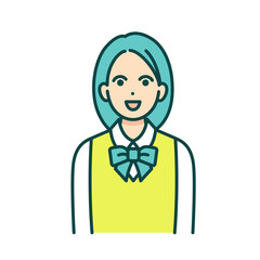 ブレザーの制服を着た女子高校生のベクターイラスト素材。