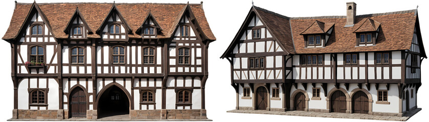 Medieval Inn House, isolated transparent background