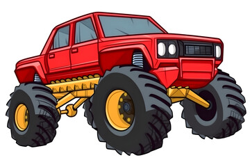 Roter Monstertruck Illustration - KI generiert
