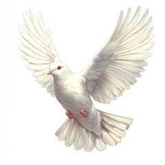 Obraz premium A graceful white dove in mid-flight, symbolizing peace and freedom.