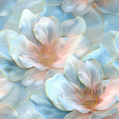 Colorful petals with intricate gold veins, seamless design