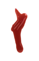 Stain of blood isolated on white, top view