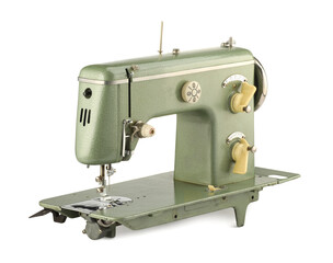 One vintage sewing machine isolated on white
