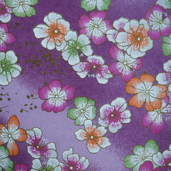 colorful floral patterns on the purple background