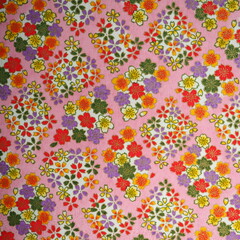 Traditional Japanese patterns with floral design on pink background