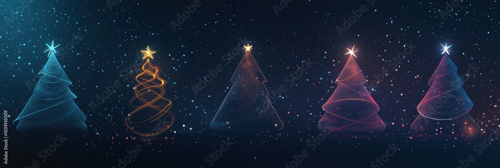 Aufkleber a collection of glowing silhouettes of christmas trees and ornaments creates a festive atmosphere ag