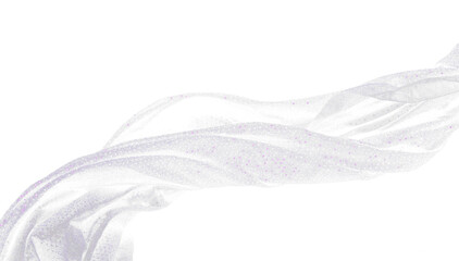 Purple violet glitter fabric flying in curve shape, Piece of textile Purple violet glitter fabric...