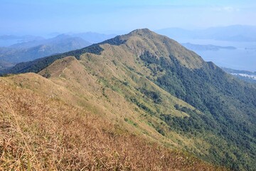 Scenic Mountain Ridge with Hiking Trail and Rocky Terrain