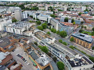 An Aerial View of Buildings at Central Bristol City of Southwest of England, United Kingdom. May...