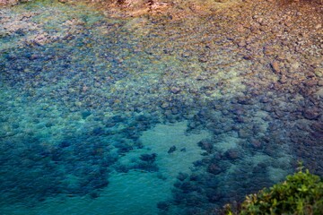 Vibrant Coastal Waters with Rocky Seabed and Clear Blue Hues