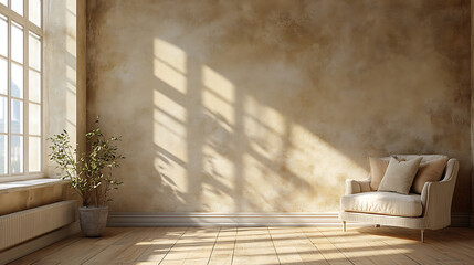 A cozy living room with a plush armchair and a large window letting in natural light.
