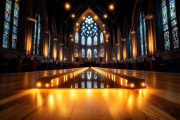 Gothic-style leadership meeting, with dark, ornate details and dramatic lighting creating an atmosphere of power and authority
