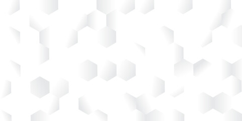 Abstract pattern with hexagonal white and gray technology line paper background. Hexagonal 3d vector grid tile and mosaic structure simple style hexagonal graphic concept. Futuristic surface design.	
