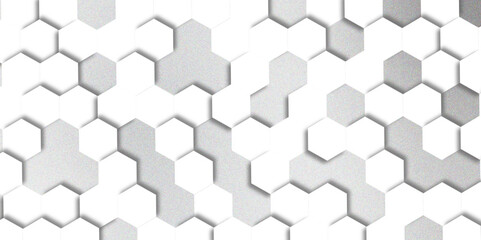 Abstract pattern with hexagonal white and gray technology line paper background. Hexagonal 3d vector grid tile and mosaic structure simple style hexagonal graphic concept. Futuristic surface design.	
