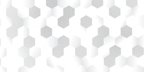Abstract pattern with hexagonal white and gray technology line paper background. Hexagonal 3d vector grid tile and mosaic structure simple style hexagonal graphic concept. Futuristic surface design.	
