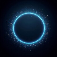 Obraz premium A blue glowing circle in dark space backgrounds, glitter inside, for design