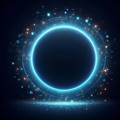 Fototapeta premium A blue glowing circle in dark space backgrounds, showing the universe and cosmic beauty, for design