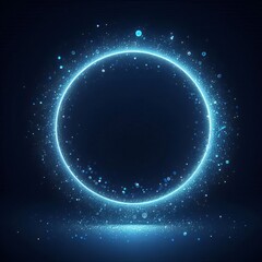 Fototapeta premium A blue glowing circle in dark space backgrounds, showing the universe and cosmic beauty, for design