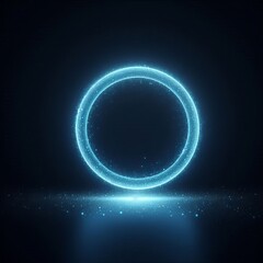 Fototapeta premium double blue sphere or circle in blue light, floating amidst a vast, star-studded cosmos on black dark background