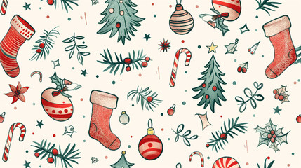 Christmas Ornament Pattern Red Green Festive