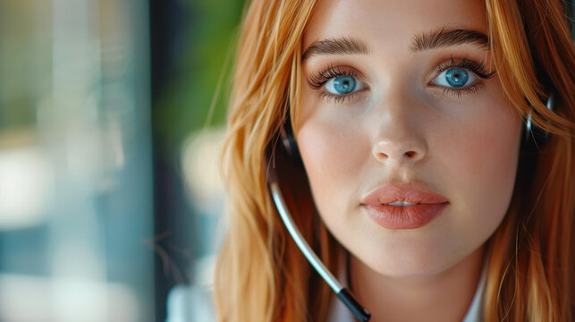 A dedicated young woman in a call center, providing exceptional support while engaging with customers over the phone.
