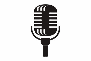 Retro microphone icon, Mic silhouette, Music, voice, record icon. microphone silhouette vector