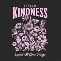 flower abstract, Graphic design print t-shirt fashion, vector ,card, poster. Beautiful flower cartoon drawings and positive quote slogan text design. For fashion graphics, kids t shirt prints.