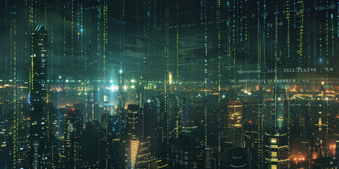 A city at night with lights

