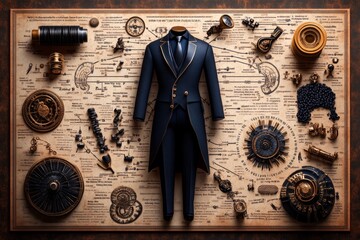 Vintage segmentation flowchart, with hand-drawn lines and old-fashioned designs showing a classic approach to business analysis