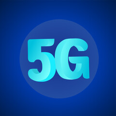 3d neon glow 5g on blue background