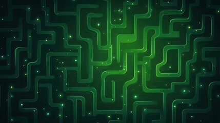 Wander through a delightful green maze aglow with twinkling lights in a vibrant, playful flat illustration style.