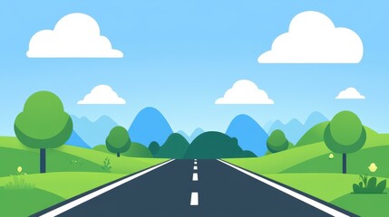 This serene artwork shows a road under a blue sky, adding a fresh vibe to any modern space.