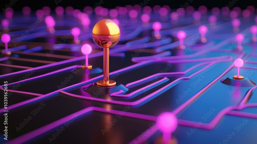 Poster a bright purple marker glows on a digital map, showcasing cuttingedge tech for precise navigation an