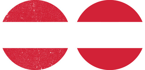 Flag of Austria. An illustration of the Austria round flag. A round flag. Flag icon.