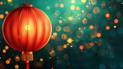 Obraz premium Stunning wallpaper featuring festive lanterns for Chinese New Year amidst a bokehlit dark background. Perfect for celebration