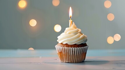 Celebrate your special day with a charming cupcake topped with a candle, perfect for making sweet memories