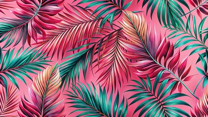 Tropical Paradise A vibrant tapestry of lush green and crimson foliage, showcasing the intricate patterns and textures of nature's artistry.