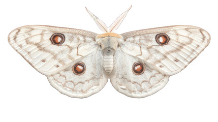 view of a moth with muted brown and gray patterns transparant background