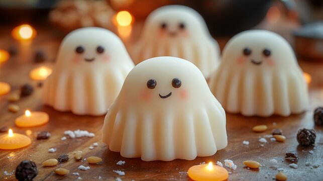 Smiling Ghost Shaped Candles with Warm Glow