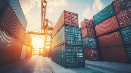 Fototapeta premium Containers Organized for Transport in Urban Environment