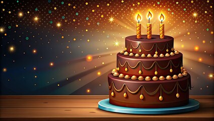 Commemorate 25 years with an eye-catching vector birthday cake design featuring a decadent chocolate cake adorned with candles, perfect for anniversaries, celebrations, and holidays.