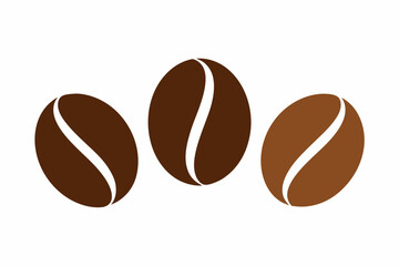 Coffee bean set, Brown coffee bean icon vector illustration

