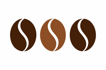 Coffee bean set, Brown coffee bean icon vector illustration

