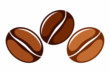 Coffee bean set, Brown coffee bean icon vector illustration

