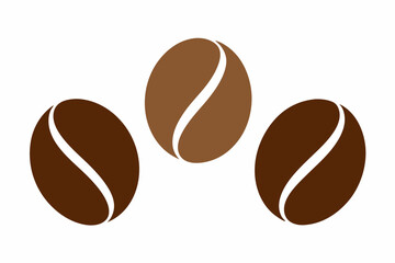 Coffee bean set, Brown coffee bean icon vector illustration

